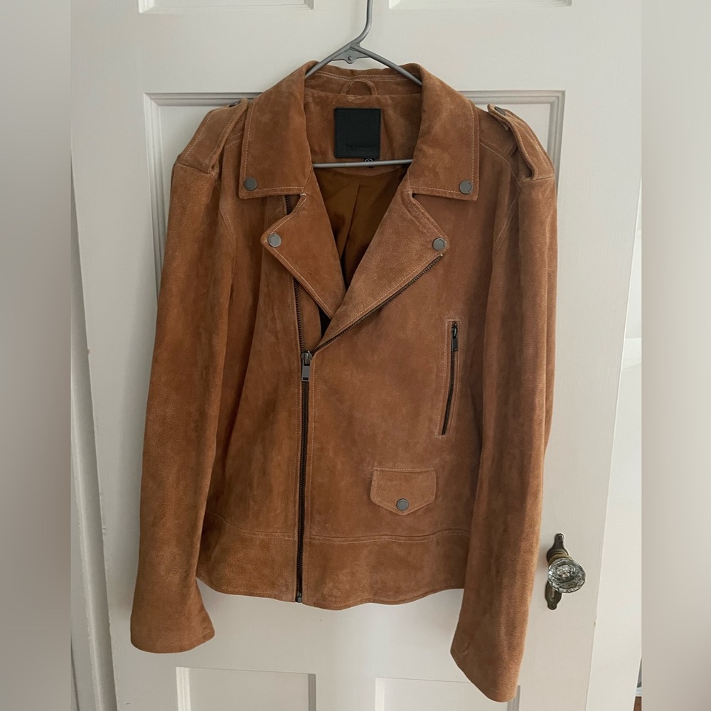 BlankNYC Leather Suede Moto Jacket Tan